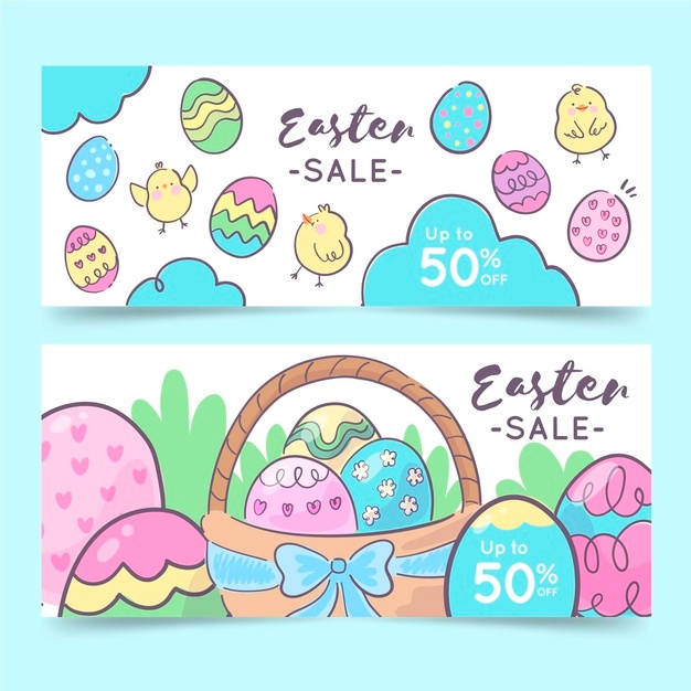 Hand Drawn Easter Sale Banner Set 23 2148909857