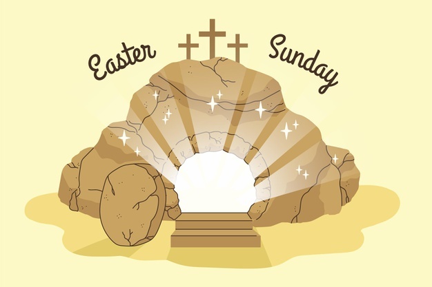 Hand Drawn Easter Sunday Illustration With Crosses 23 2148852359