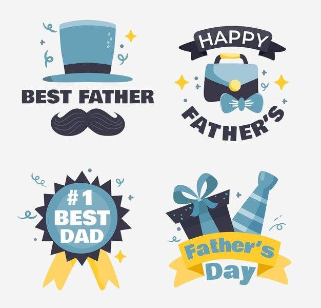 Hand drawn father’s day badge collection Free Vector