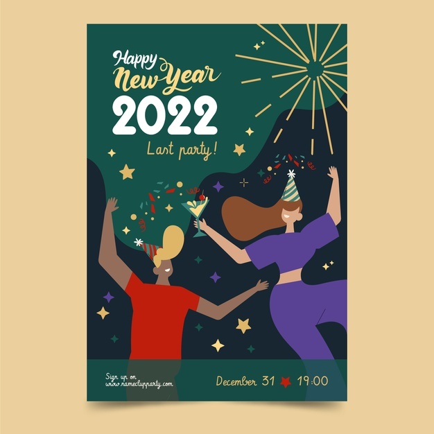 Hand Drawn Flat New Year Party Flyer Template 23 2149192098