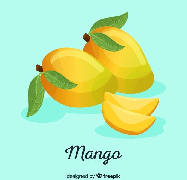 Hand drawn mango background Free Vector