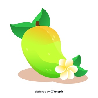 Hand drawn mango and leaves background Free Vector