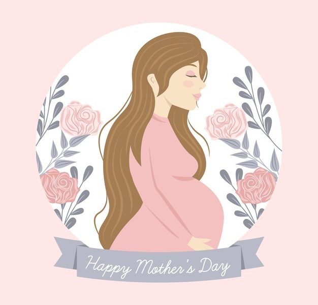 Hand drawn mother’s day illustration with pregnant woman Free Vector