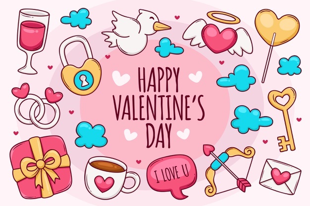 Hand Drawn Valentines Day Background 23 2148800642