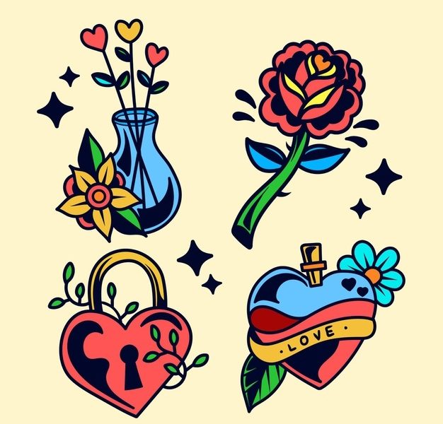 Hand drawn valentines day element collection Free Vector