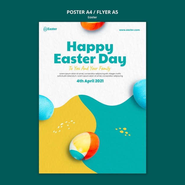 Happy Easter Day Realistic Flyer Template 23 2148887781