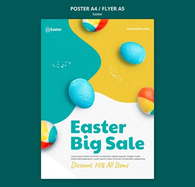 Happy Easter Big Sale flyer or poster free Photoshop file template