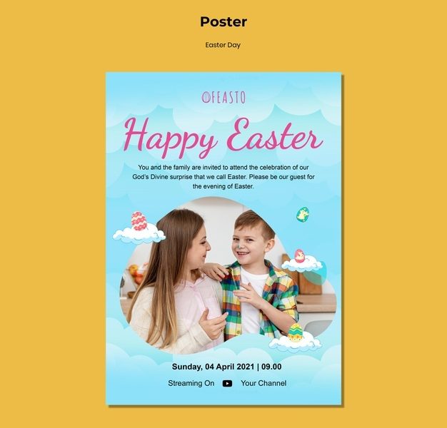 Happy easter poster template Free Psd