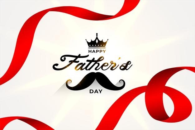 Happy fathers day beautiful greeting card with red ribbons Free Vector