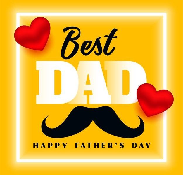 Happy fathers day best dad yellow greeting card design Free Vector