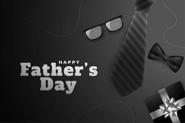 Happy Fathers Day Black Card With Realistic Elements Greeting Card 1017 32049