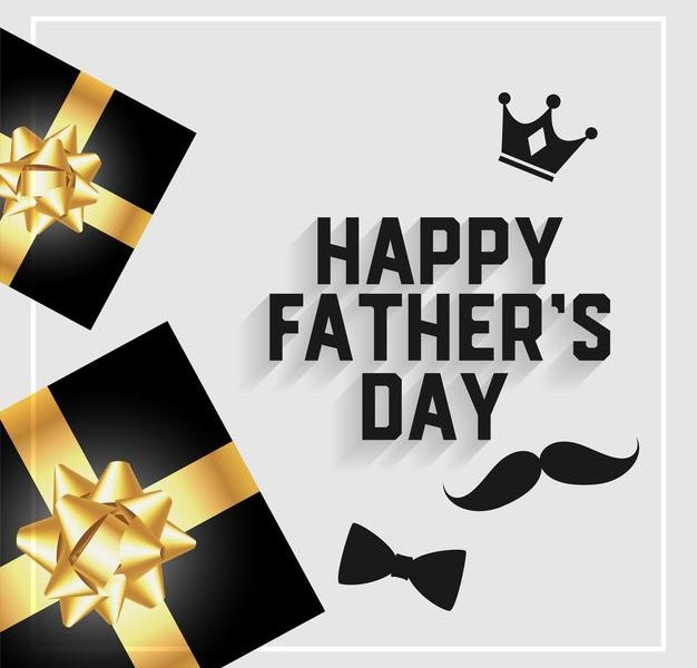 Happy fathers day card with gift boxes Free Vector