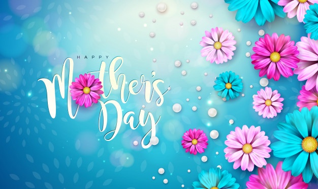 Happy Mother S Day Greeting Card Design With Flower Typography Letter Blue Background Celebration Illustration Template Banner Flyer Invitation Brochure Poster 1314 2711