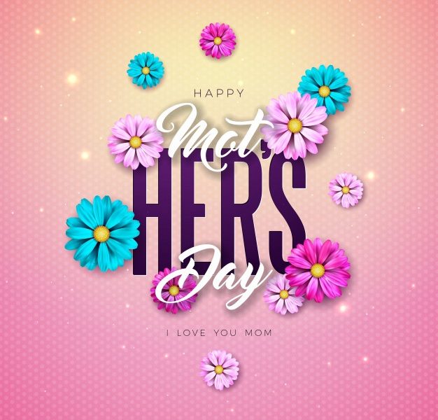 Happy mother’s day greeting card design with flower and typography letter on pink background. celebration illustration template for banner, flyer, invitation, brochure, poster. Free Vector