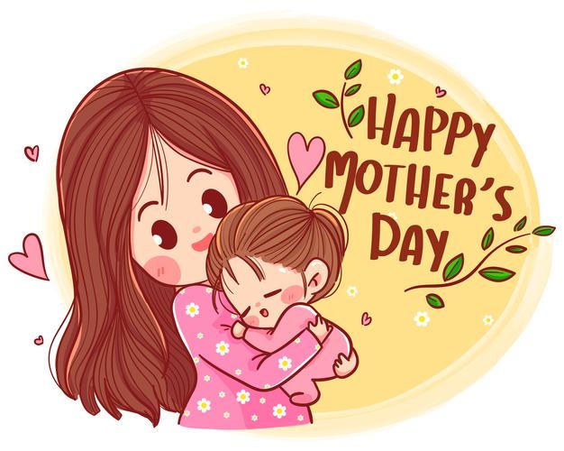 Happy Mothera S Day Beautiful Mother Daughter Character Hand Drawn Cartoon Art Illustration 56104 630