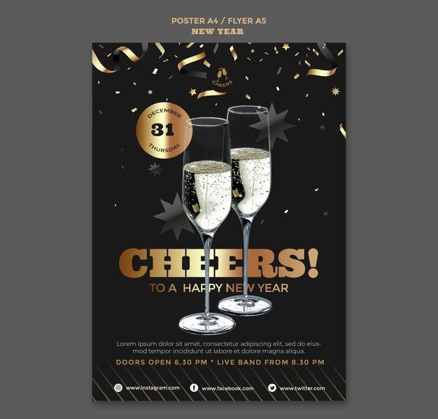Happy new year party poster template Free Psd Happy new year party poster template Free Psd