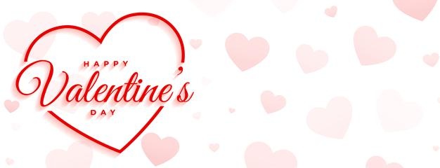 Happy Valentines Day Minimal White Banner 1017 30214