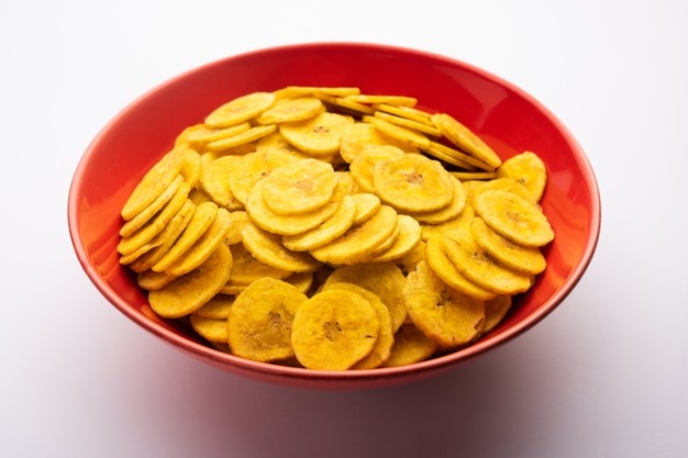 Healthy Homemade Kela Banana Chips Wafers Served Moody Background Selective Focus 466689 73411