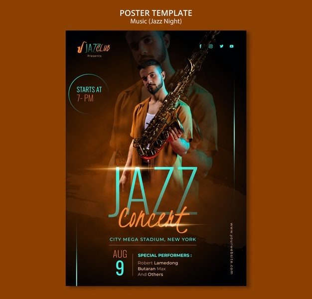 Jazz concert print template Free Psd Jazz concert print template Free Psd