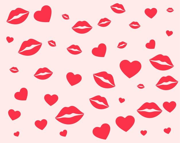 Lips Hearts Pattern Valentines Day 1017 29852