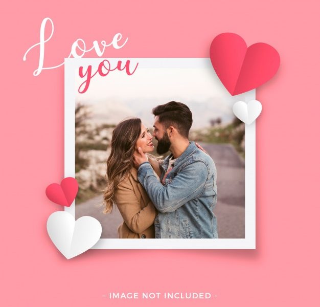 Love frame for valentine’s day Free Vector