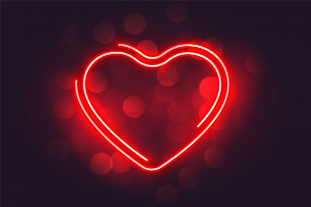 Lovely Neon Red Heart Valentines Day Background 1017 22789