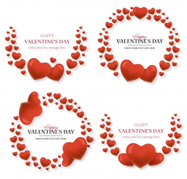 Lovely valentine’s day frame with hearts Free Vector