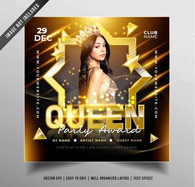 Luxury queen party design for social media promotion Free Vector
