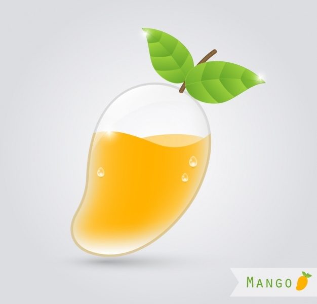 Mango juice glass with mango inside Free Vector Mango juice glass with mango inside Free Vector