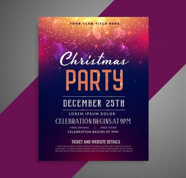 Merry christmas sparkles party poster flyer design template Free Vector Merry christmas sparkles party poster flyer design template Free Vector