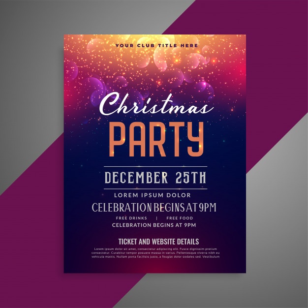 Merry Christmas Sparkles Party Poster Flyer Design Template 1017 16161