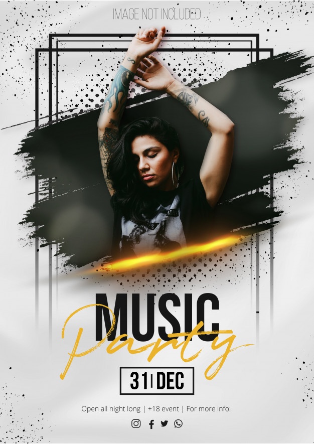 Modern Music Event Poster With Abstract Brush Stroke 1361 1917