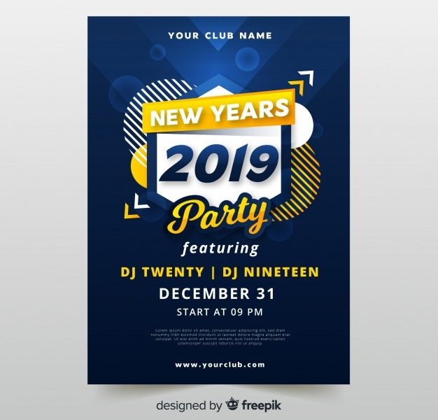 Modern new year party poster with abstract design Free Vector