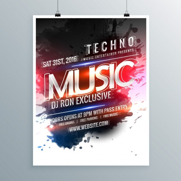 Modern Poster Template Techno Music 1017 4384