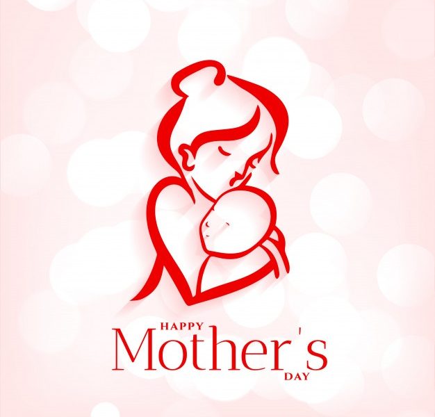 Mother and baby hug background for mothers day Free Vector