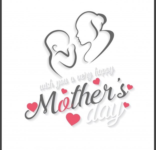 Mother’s day lettering illustration with drawing Free Vector