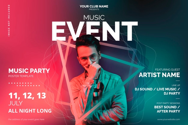 Music Event Poster Template With Abstract Shapes 1361 1316