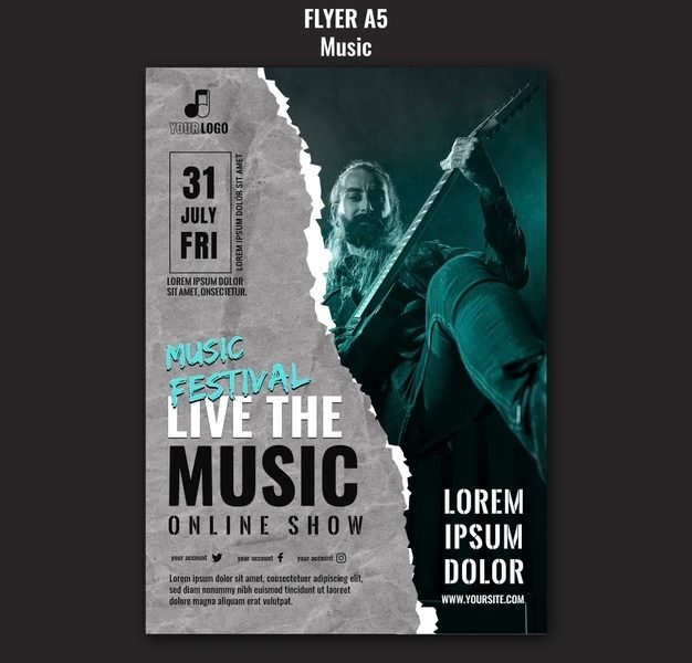 Music flyer design template Free Psd