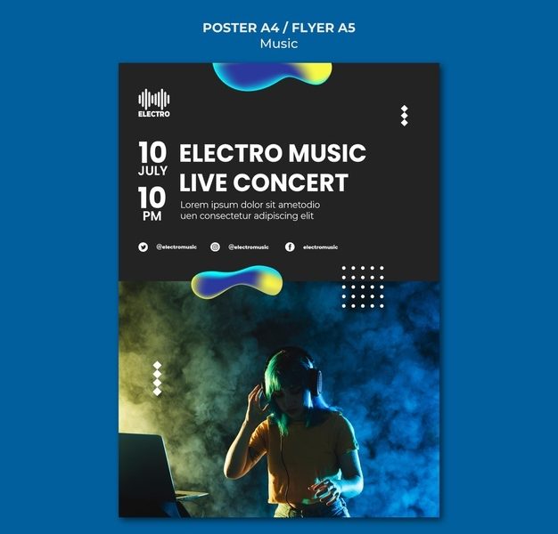 Music party print template Free Psd