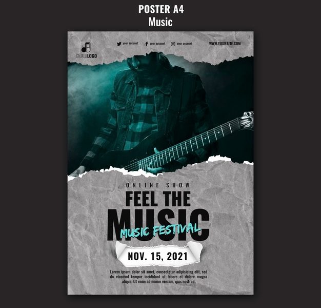 Music poster design template Free Psd