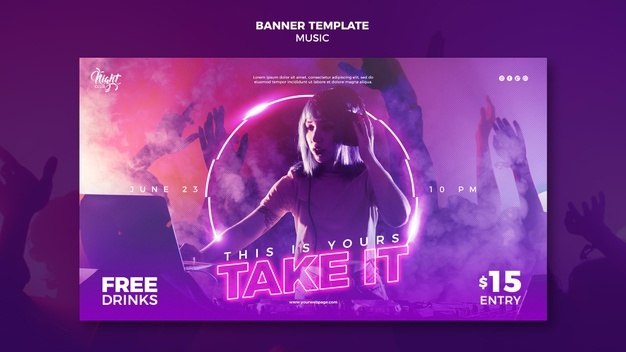 Neon Banner Template Electronic Music With Female Dj 23 2148979687