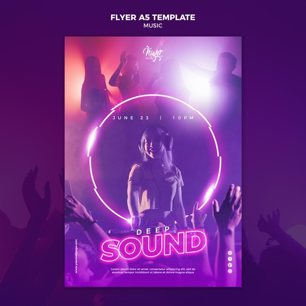 Neon Flyer Template Electronic Music With Female Dj 23 2148979676