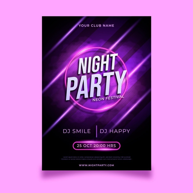 Neon party poster template Free Vector