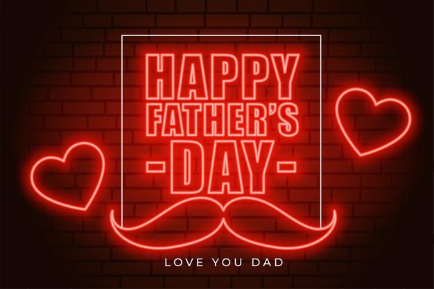 Neon Style Fathers Day Greeting Card With Love Hearts 1017 32045