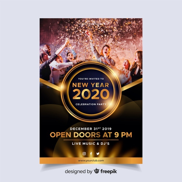 New Year 2020 Party Poster Template With Photo 23 2148350610