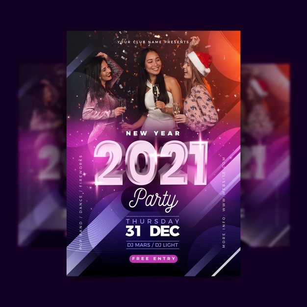 New Year 2021 Party Poster Template With Photo 23 2148754658