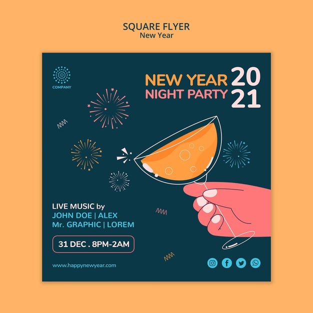 New Year Concept Square Flyer Template 23 2148789124