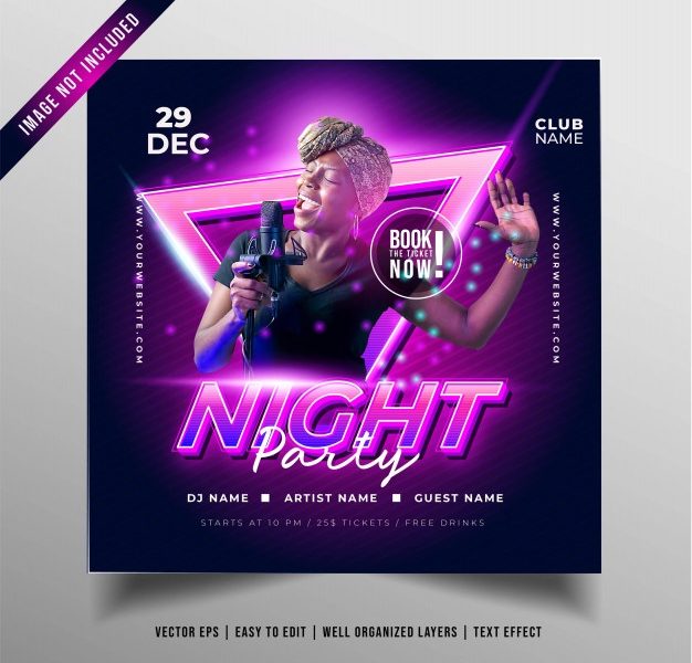 Night music party banner Free Vector