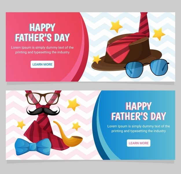 Organic flat father’s day banners set Free Vector