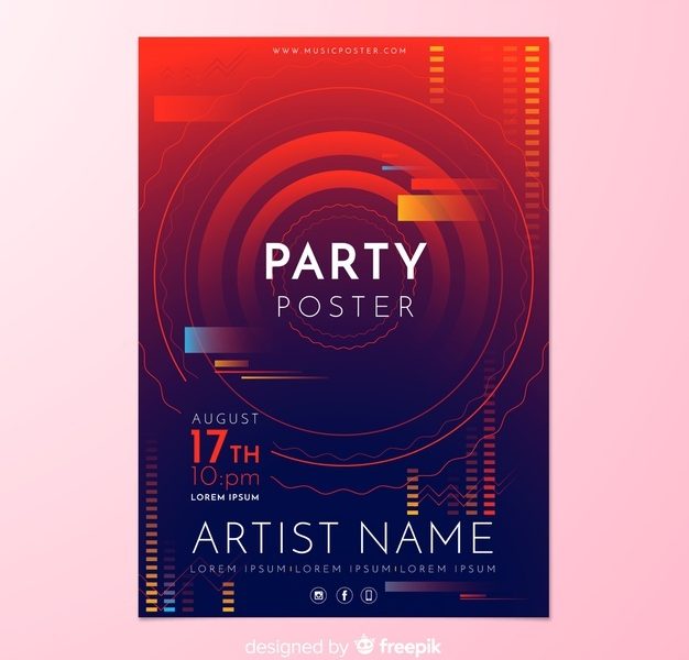 Party poster template with abstract shapes Free Vector